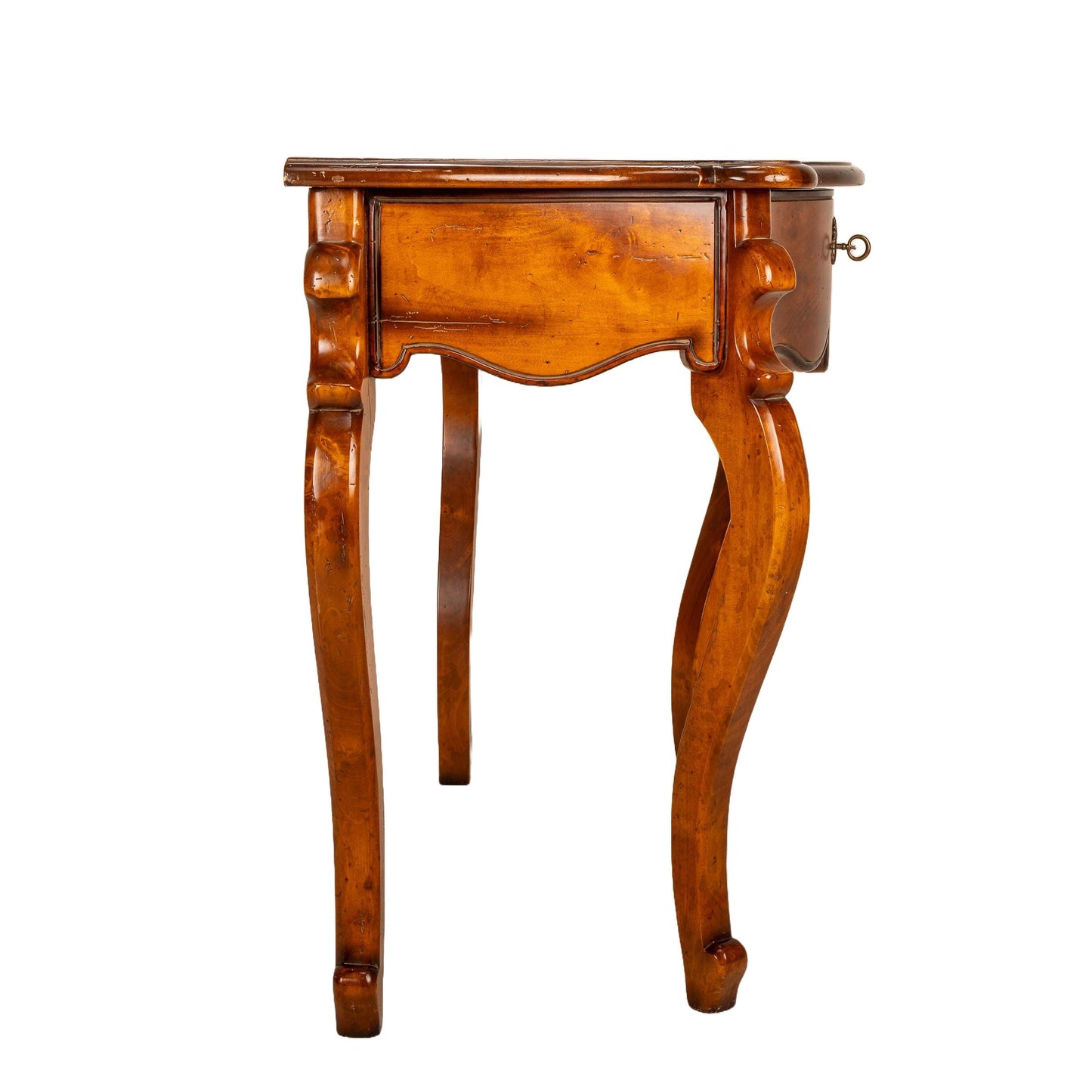 Baker Furniture Milling Road Console Table – Italian Provincial Solid Maple Entry Table – Vintage Carved Hall Table w/ Lock & Key