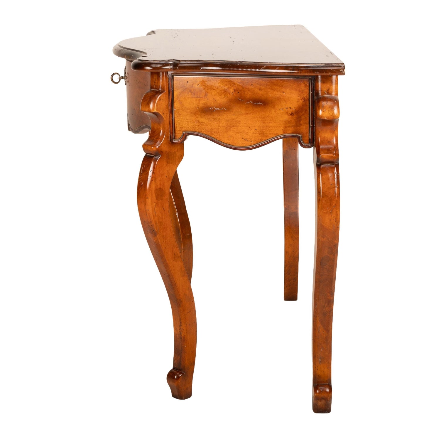 Baker Furniture Milling Road Console Table – Italian Provincial Solid Maple Entry Table – Vintage Carved Hall Table w/ Lock & Key