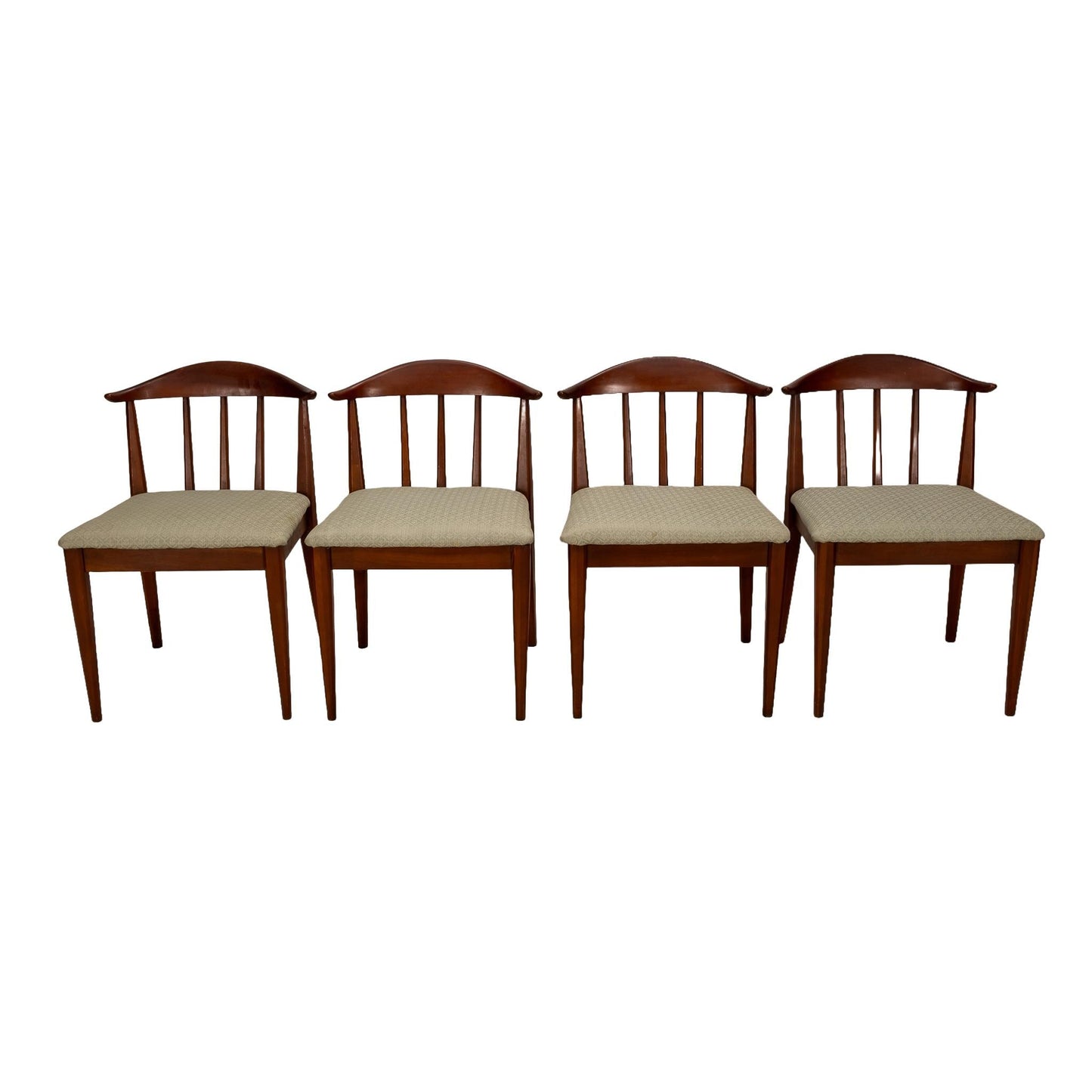 Mid Century Modern Walnut Curved Back Dining Chairs - Set of 4 , MCM Gorgeous Curved Back, Edward Wormely Style