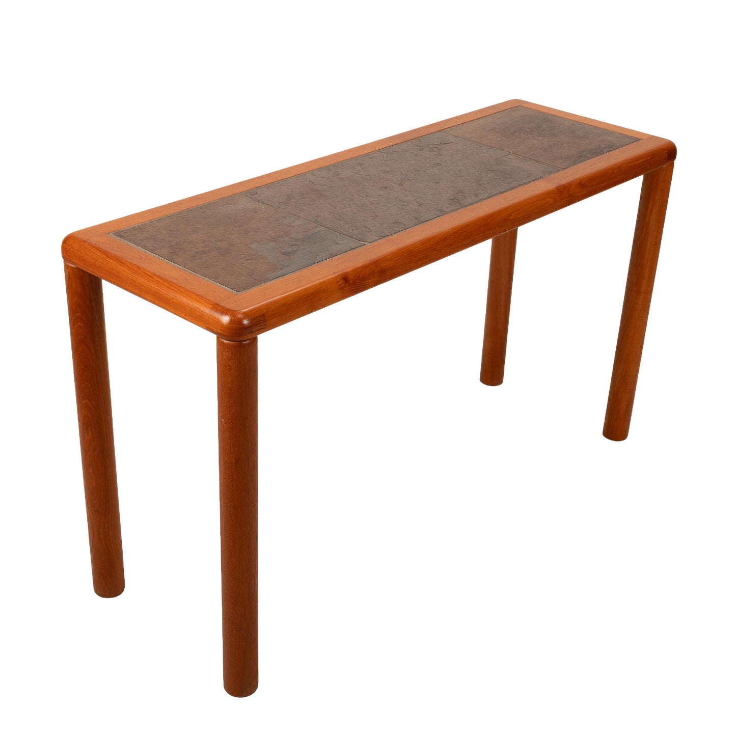 1970s Haslev Teak Console Table With Slate Tile Top - Made in Denmark