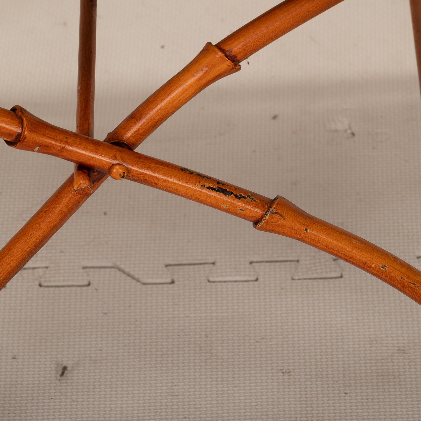 Mid Century Pair of French Iron Faux Bamboo & Wicker Folding Chairs - Boho Chic Unique Statement Pieces, Elegant Design, USA Shipping Avail.