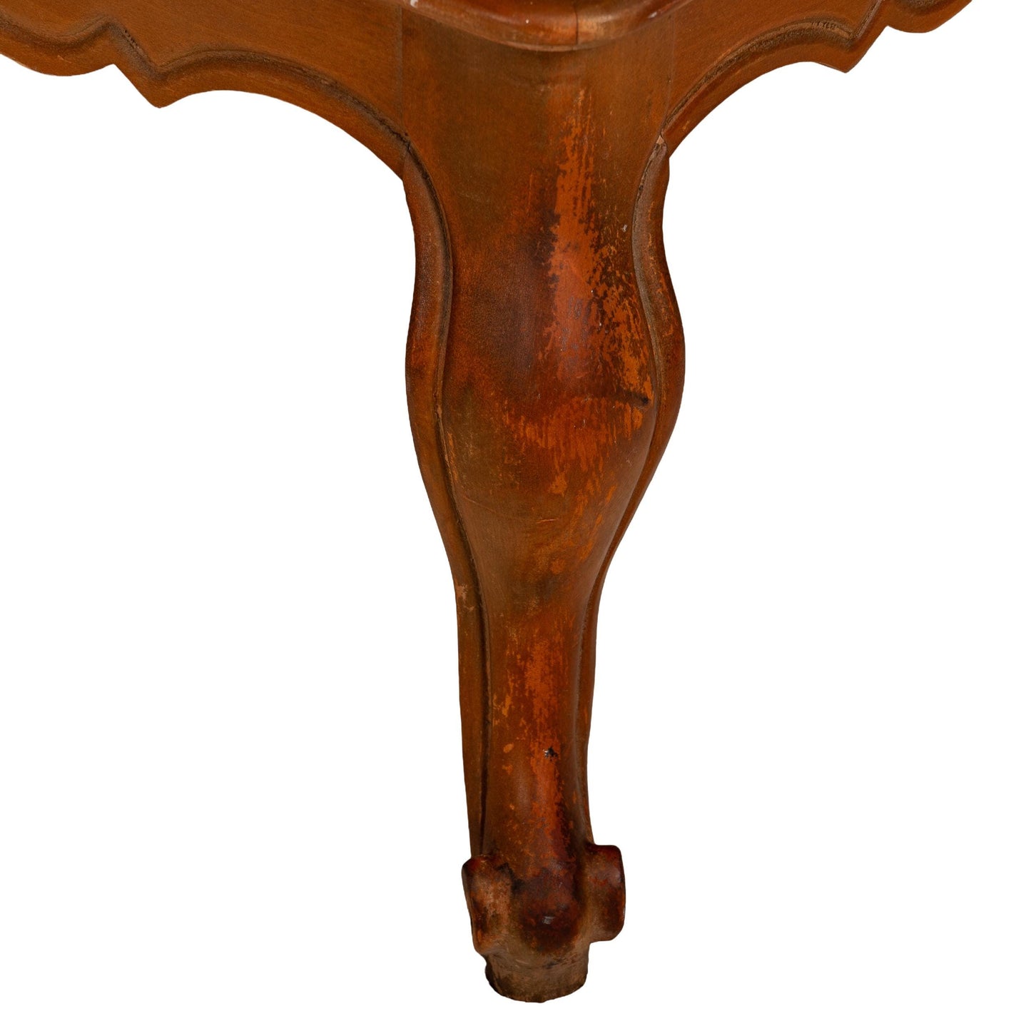 Pair Vintage Queen Anne Carved Side Tables with Portuguese Cream Marble Tops - Classic Traditional Accent End Tables