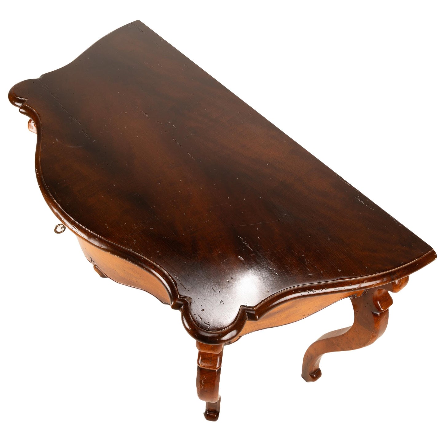 Baker Furniture Milling Road Console Table – Italian Provincial Solid Maple Entry Table – Vintage Carved Hall Table w/ Lock & Key