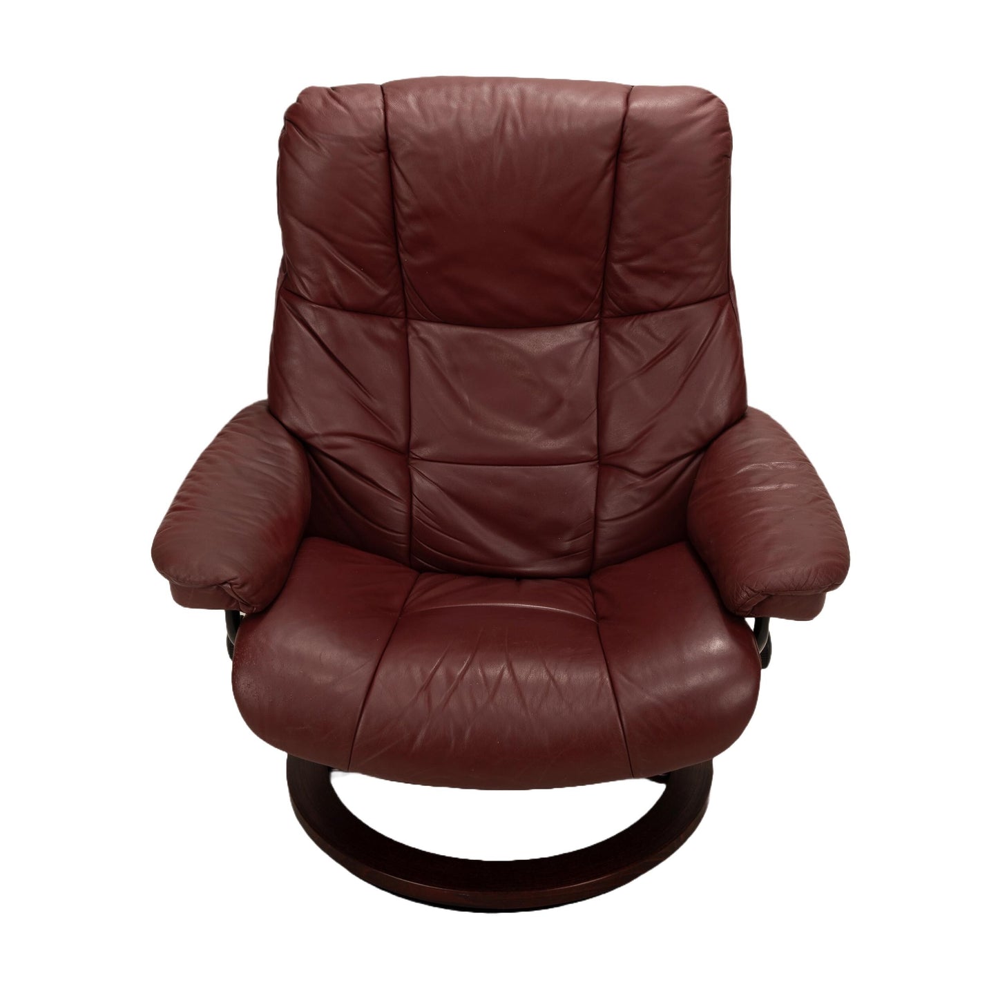 Ekornes Stressless Large Mayfair Classic Recliner Chair W/ Ottoman Paloma Bordeaux Leather, Reclining and Swivel, USA Shipping Available