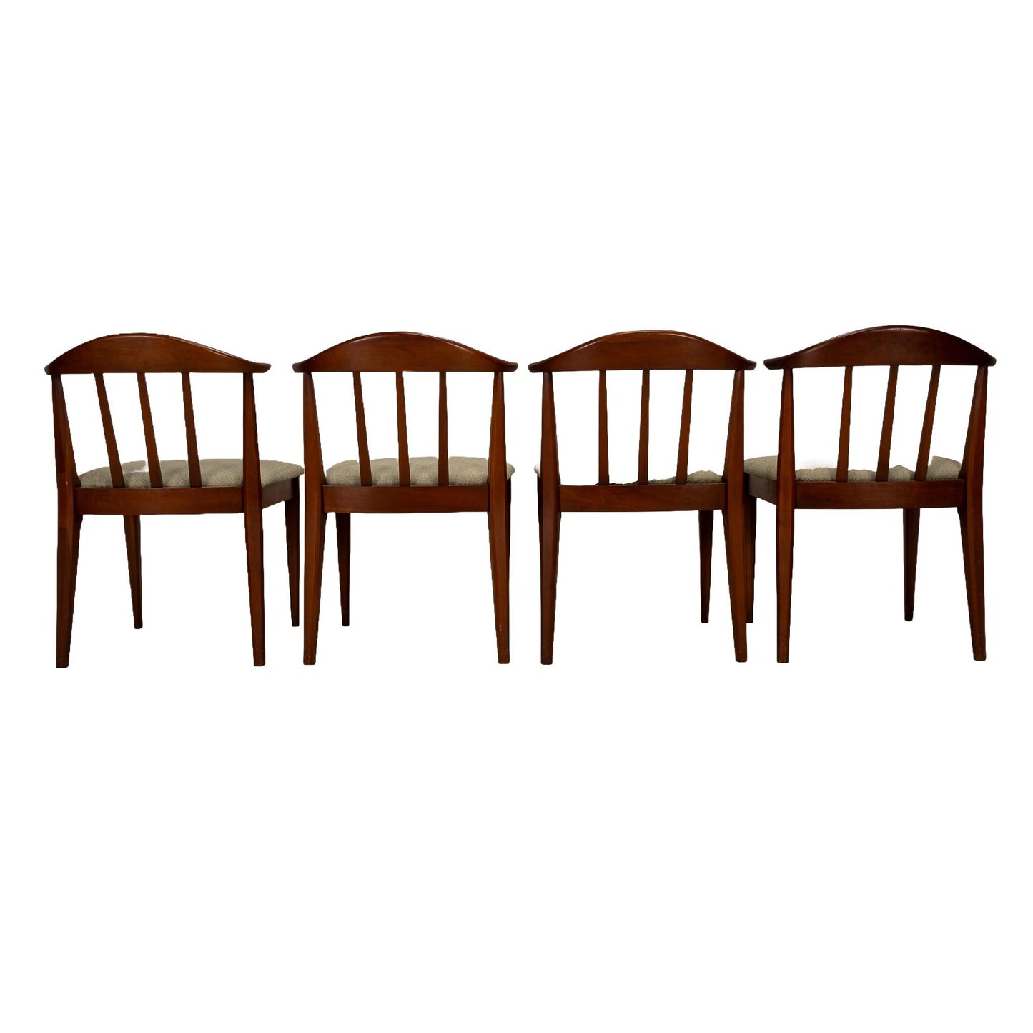Mid Century Modern Walnut Curved Back Dining Chairs - Set of 4 , MCM Gorgeous Curved Back, Edward Wormely Style