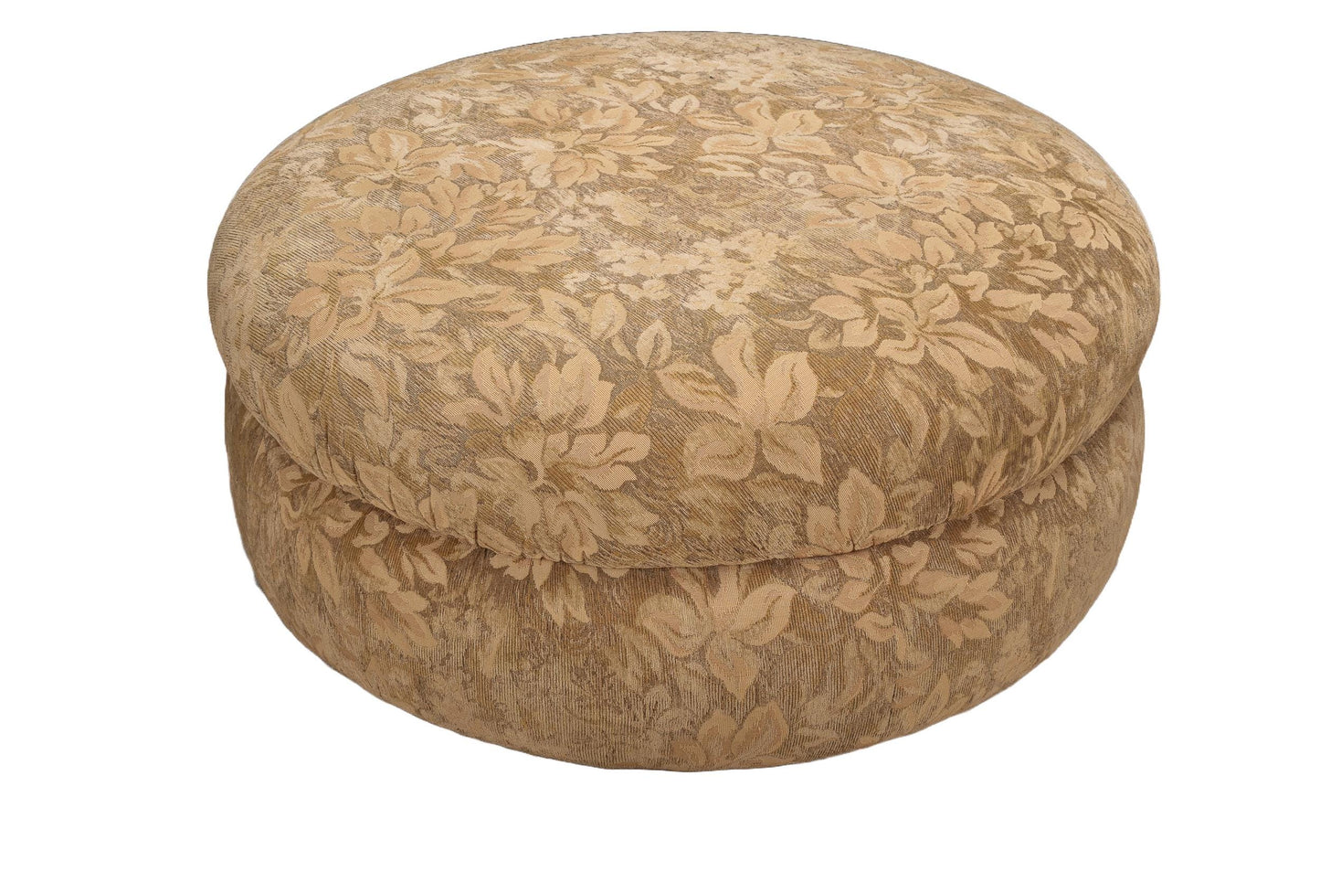 Vintage Large Luxurious Overstuffed Round Floral Upholstered Ottoman on Casters - 38" , Beautiful Accent Piece, High End Furniture, USA Ship