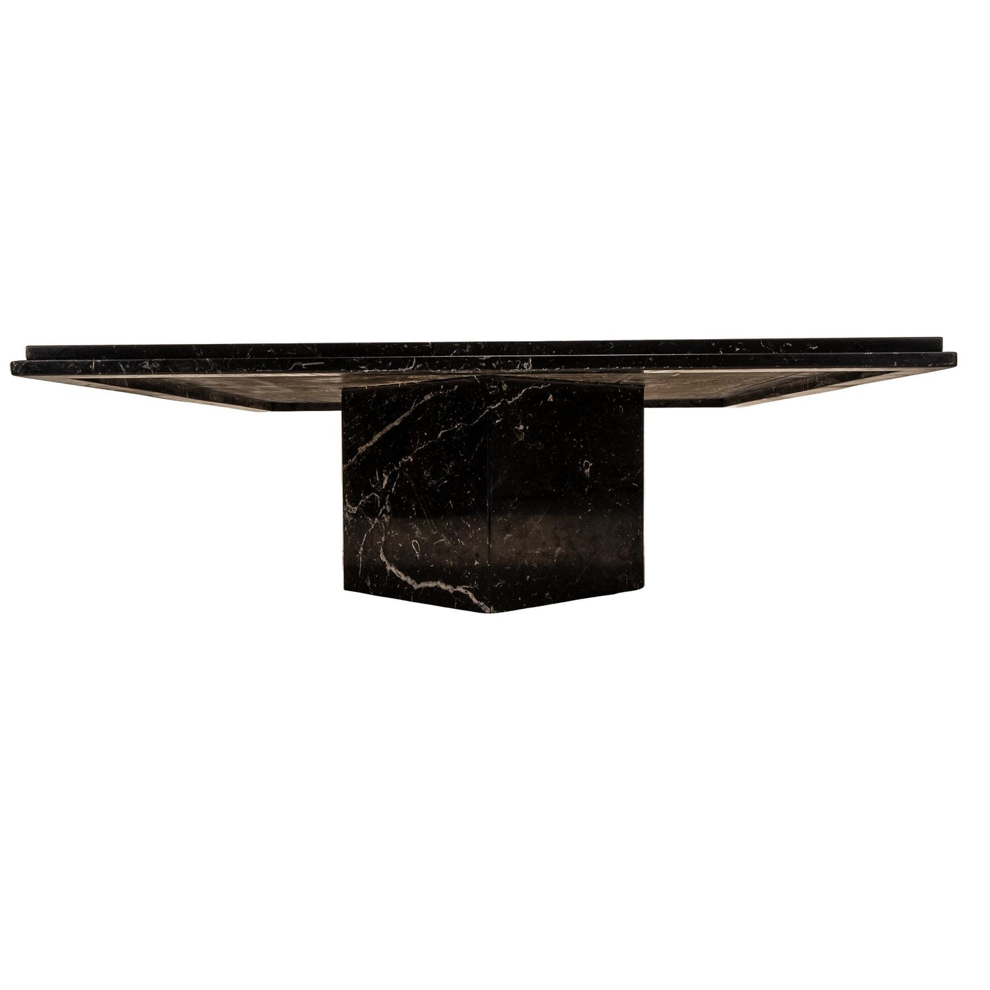 Vintage Italian Black Marble Coffee Table with Pedestal Base – Sculptural Postmodern Design, 1980s Statement Piece , USA Shipping Available