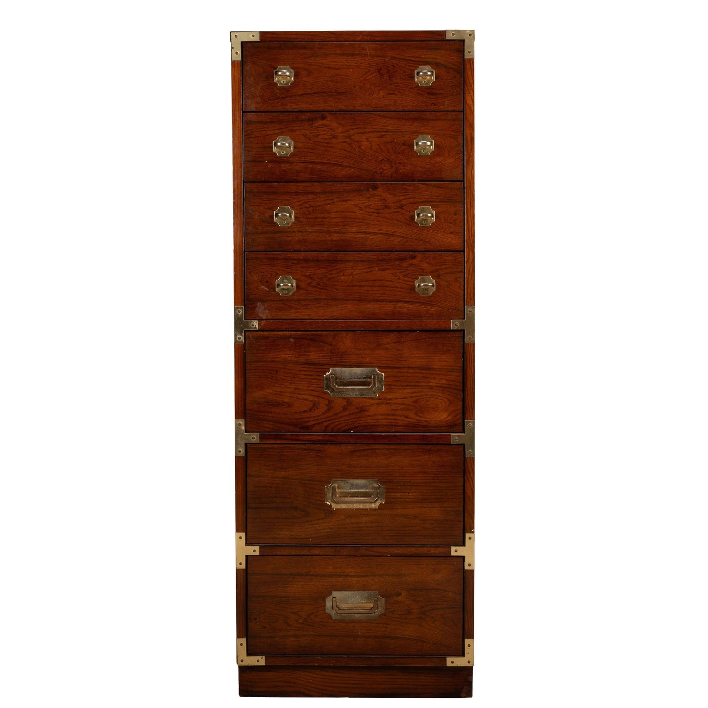 Vintage 1970s Bernhardt Campaign Style Lingerie Chest Dresser with Brass Hardware, Mid Century Modern, Retro Bedroom Storage