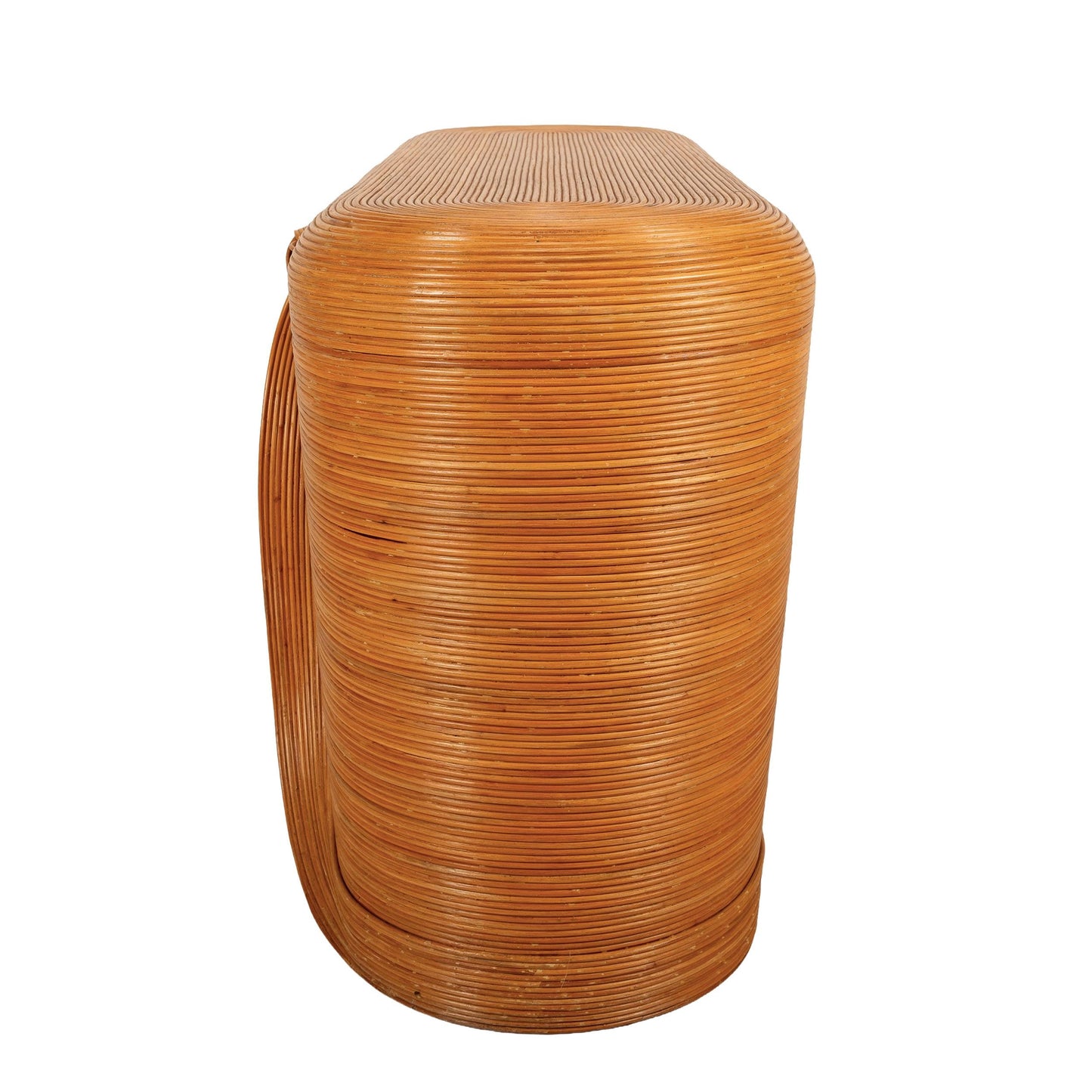 Mid-20th Century Organic Modern Pencil Rattan Split Reed Bambo Console Table, Free Form Unique Flow