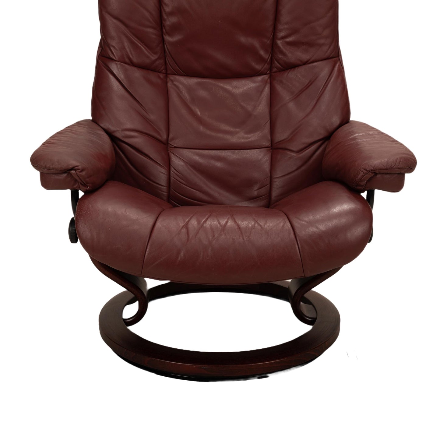 Ekornes Stressless Large Mayfair Classic Recliner Chair W/ Ottoman Paloma Bordeaux Leather, Reclining and Swivel, USA Shipping Available