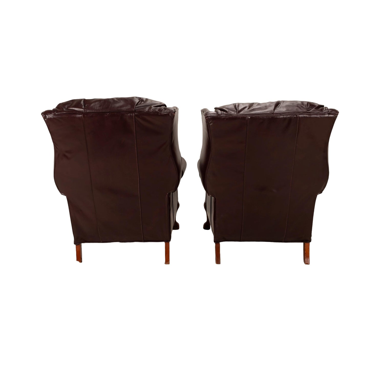 Vintage Barcalounger Recliner Chairs – Burgundy Leather Wingback Pair W/ Nailhead Trim, Traditional Club Style, Comfortable Seating USA Made