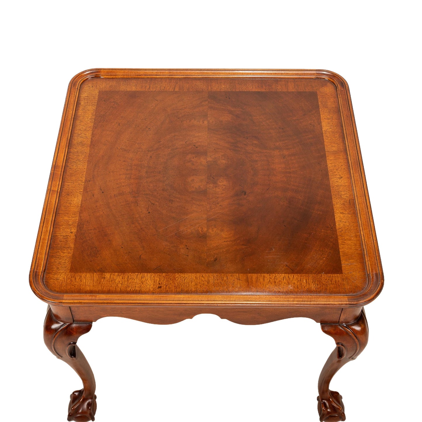 Vintage Henredon Mahogany Accent Table – Banded Bookmatched Top & Claw Feet – Traditional End Table