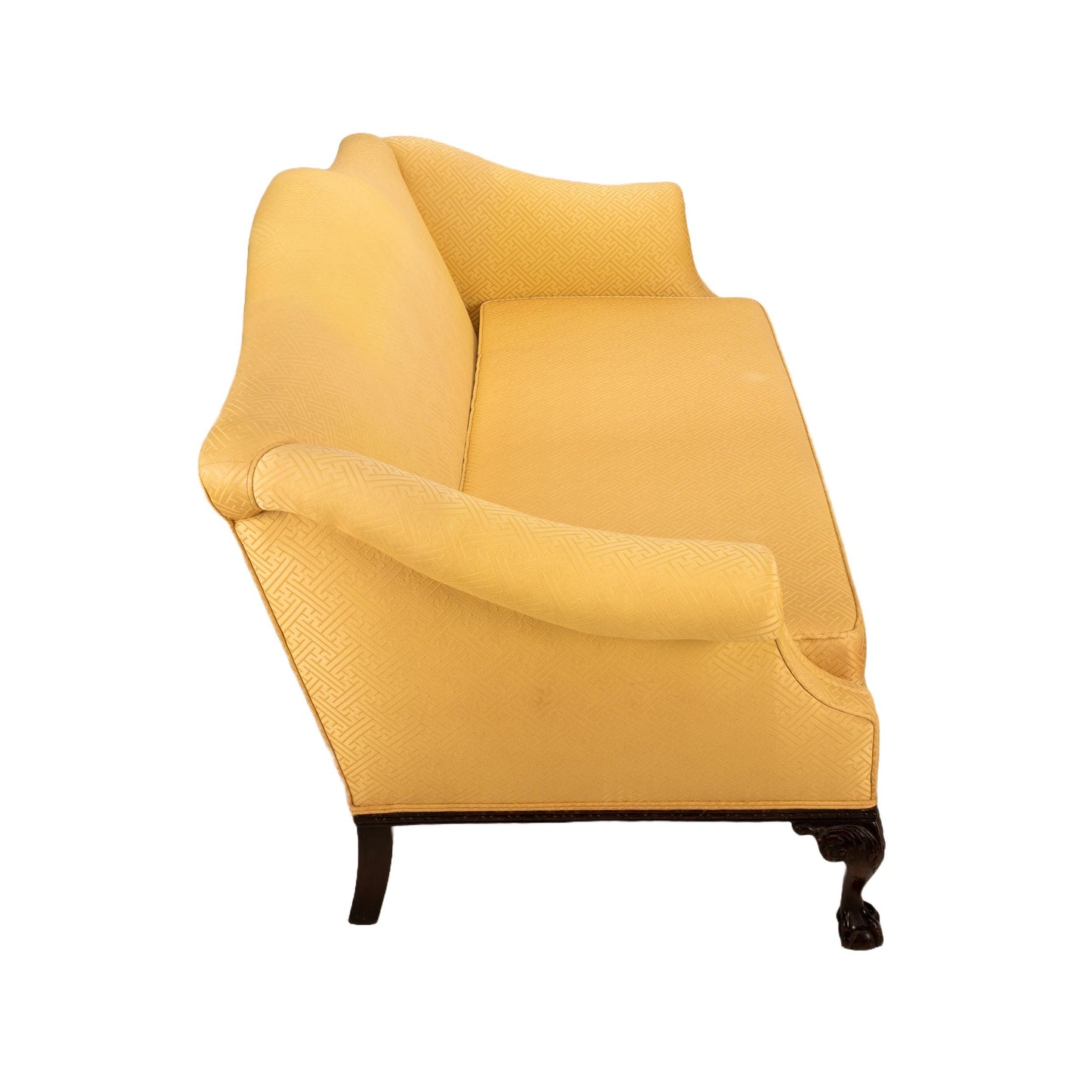 Vintage 1940s English Camelback Claw Footed Chippendale Upholstered Settee Loveseat Sofkka English Style, Original Upholstery , Gorgeous Piece