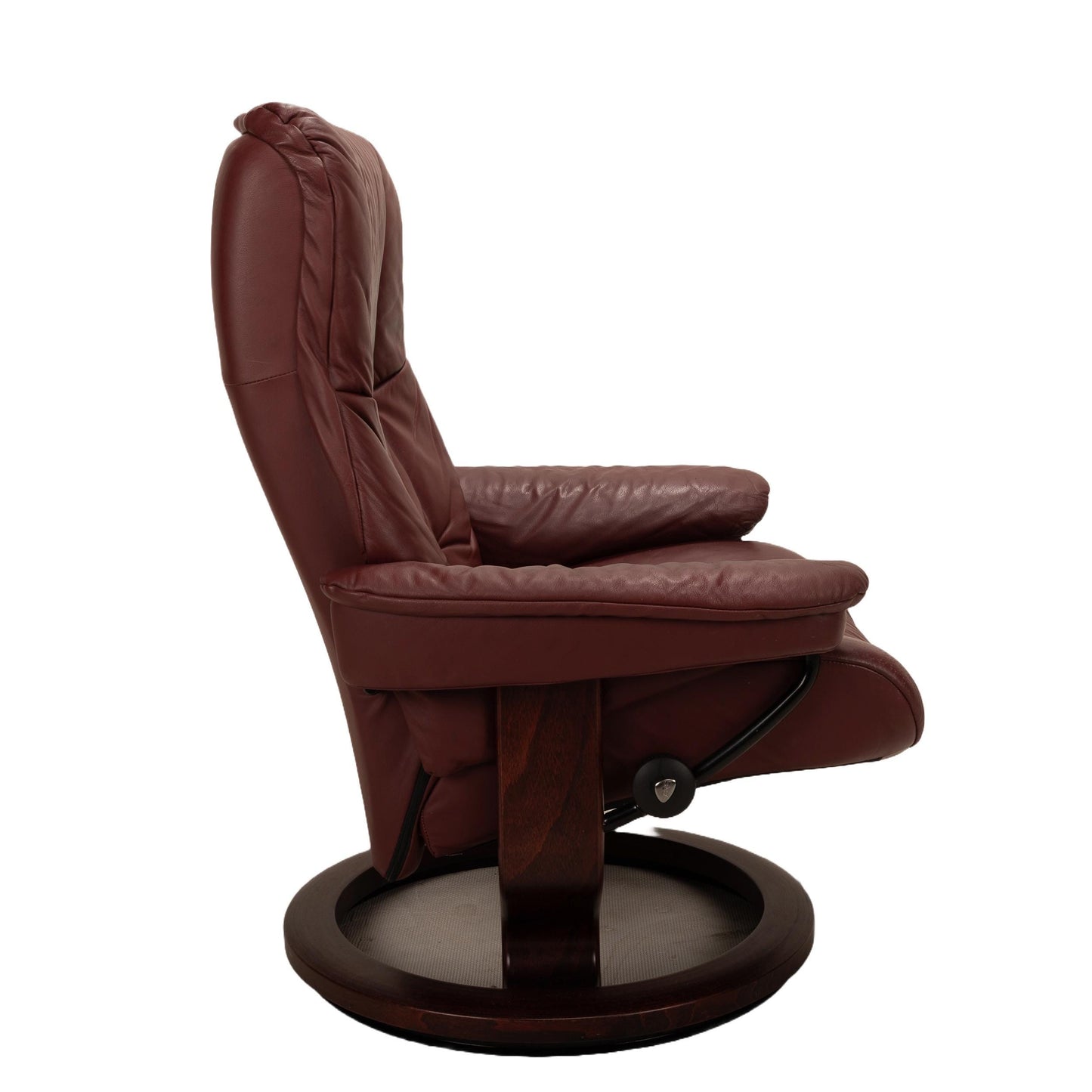 Ekornes Stressless Large Mayfair Classic Recliner Chair W/ Ottoman Paloma Bordeaux Leather, Reclining and Swivel, USA Shipping Available