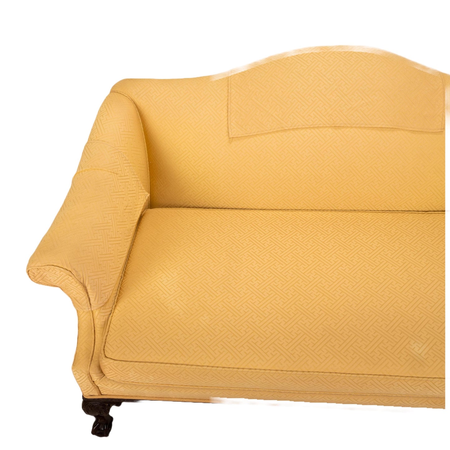 Vintage 1940s English Camelback Claw Footed Chippendale Upholstered Settee Loveseat Sofkka English Style, Original Upholstery , Gorgeous Piece