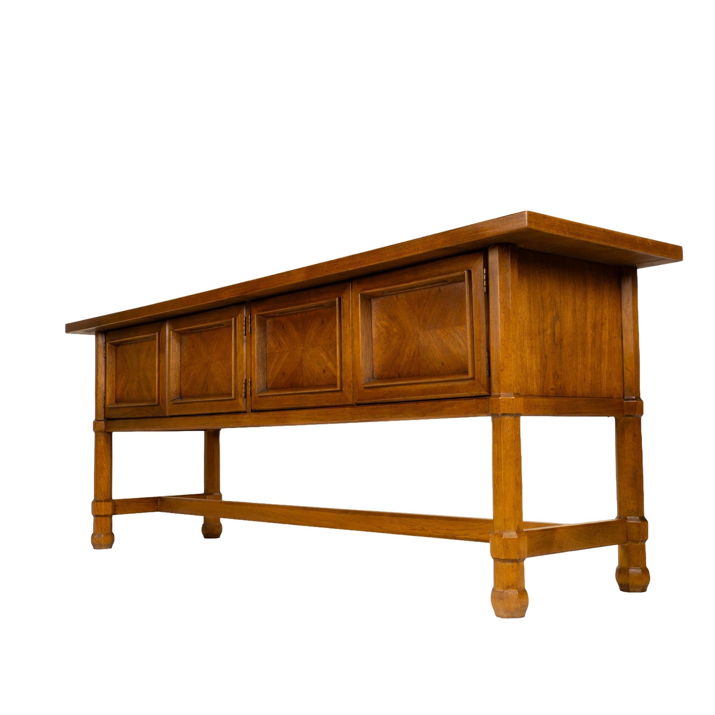Drexel Compatibles Low Walnut Credenza Sideboard Buffet Cabinet Mid Century Modern