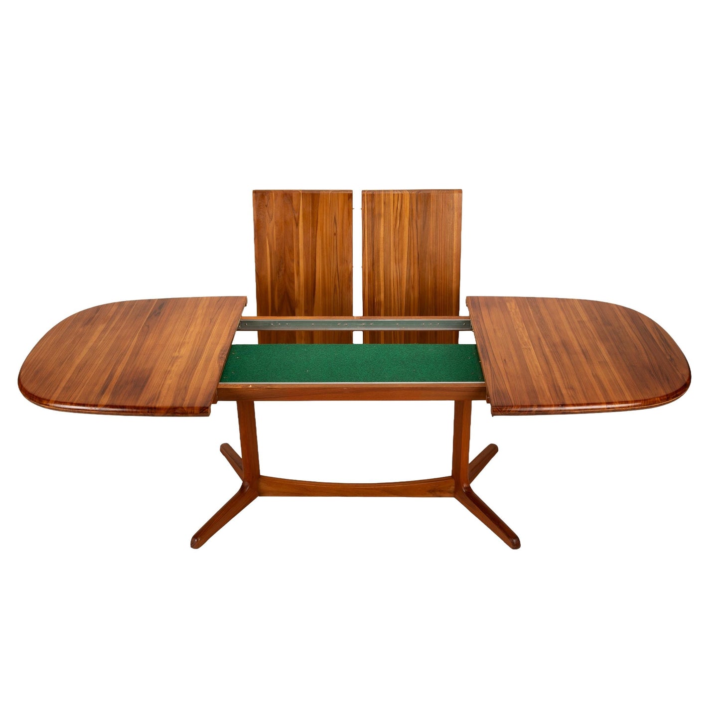 Benny Linden Danish Modern Style Solid Teak Expandable Dining Table W/ Hidden Leaves