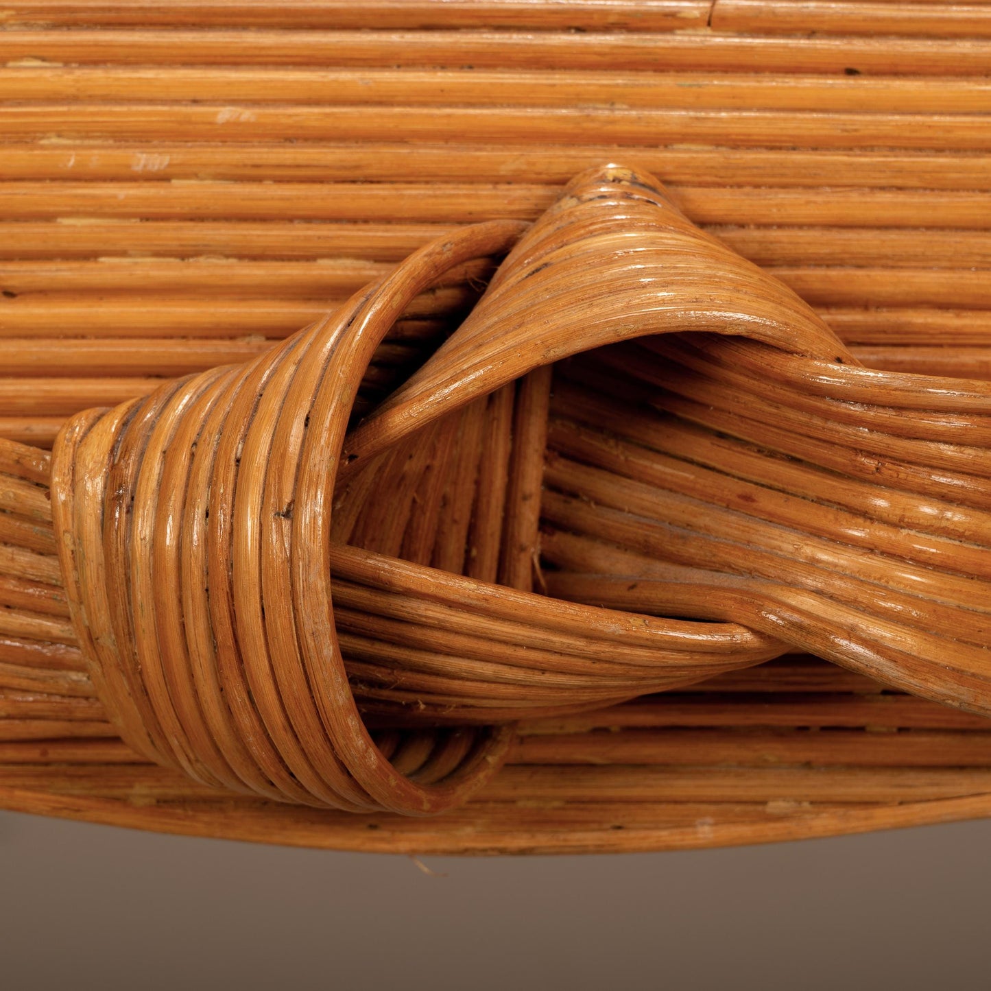 Mid-20th Century Organic Modern Pencil Rattan Split Reed Bambo Console Table, Free Form Unique Flow