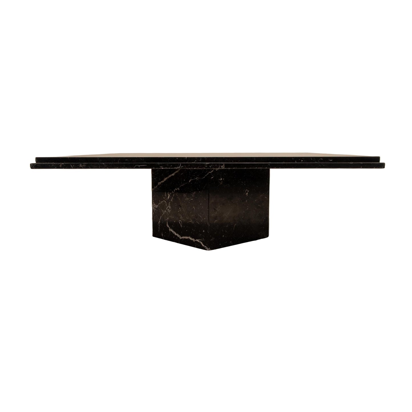 Vintage Italian Black Marble Coffee Table with Pedestal Base – Sculptural Postmodern Design, 1980s Statement Piece , USA Shipping Available