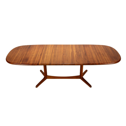 Benny Linden Danish Modern Style Solid Teak Expandable Dining Table W/ Hidden Leaves