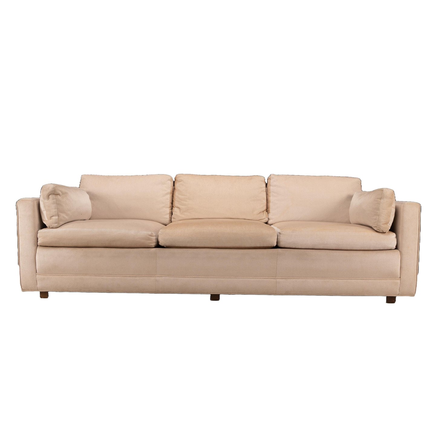 Vintage 1970s Long Parson Sofa by Baker – Duck Feather Down Cushions, Upholstered Couch for Reupholstery, MCM Designer Seating