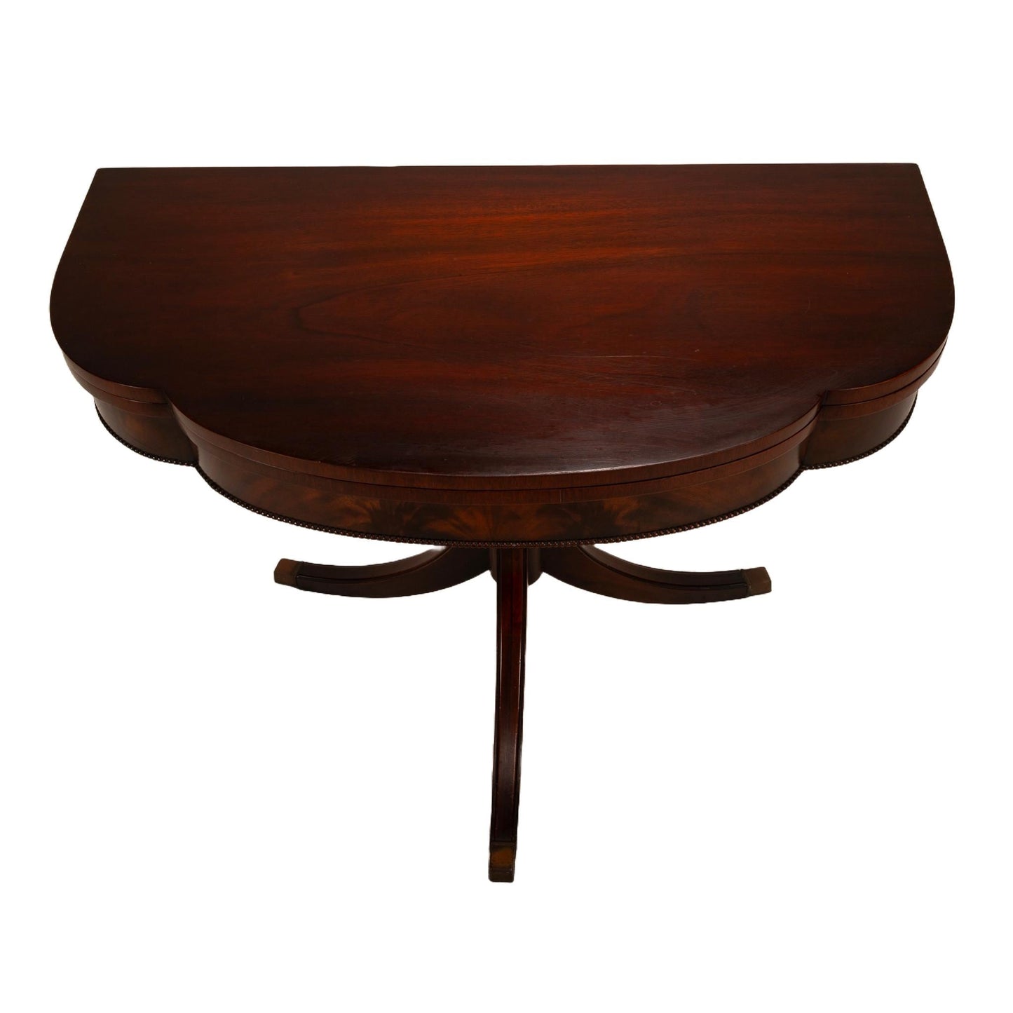 1940s Federal Imperial Style Flip Top Flamed Mahogany Card Game Table - Space Saving Antique Furniture Gorgeous Details USA Shipping Avail