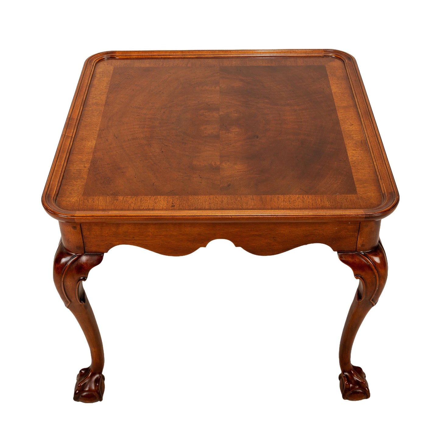 Vintage Henredon Mahogany Accent Table – Banded Bookmatched Top & Claw Feet – Traditional End Table