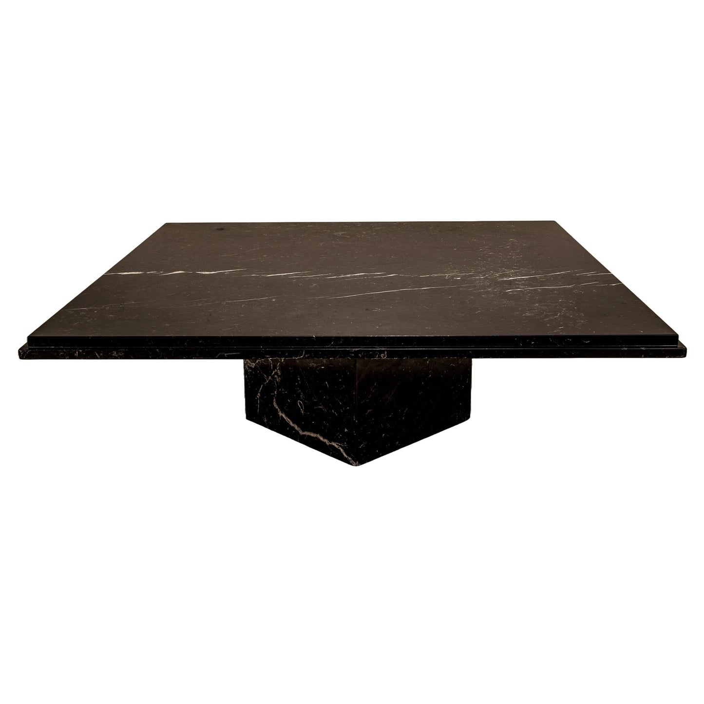 Vintage Italian Black Marble Coffee Table with Pedestal Base – Sculptural Postmodern Design, 1980s Statement Piece , USA Shipping Available