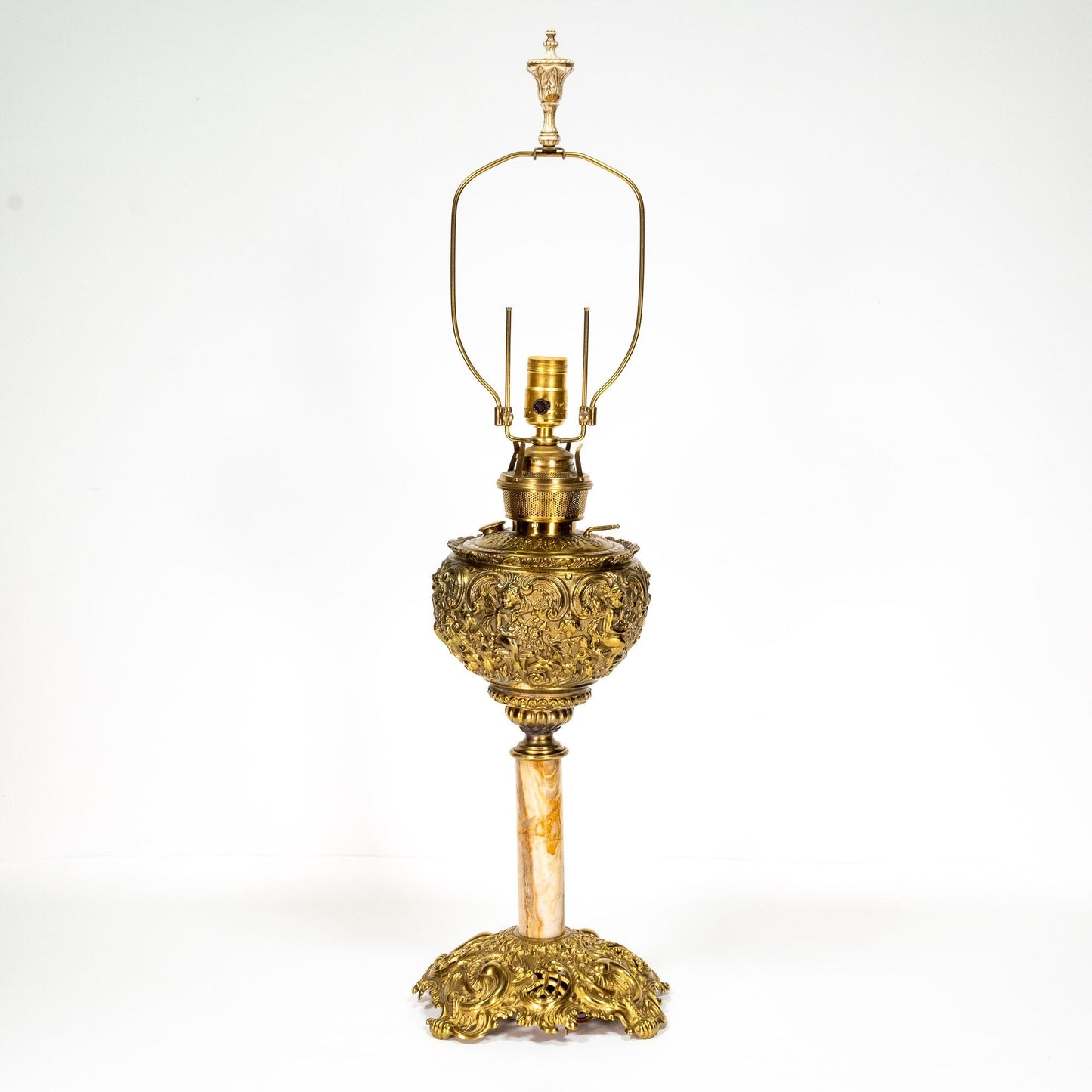1960s Vintage Converted Brass & Marble Oil Lantern Table Lamp Lantern - Free Shipping- Intricate and Elegant Victorian Design!