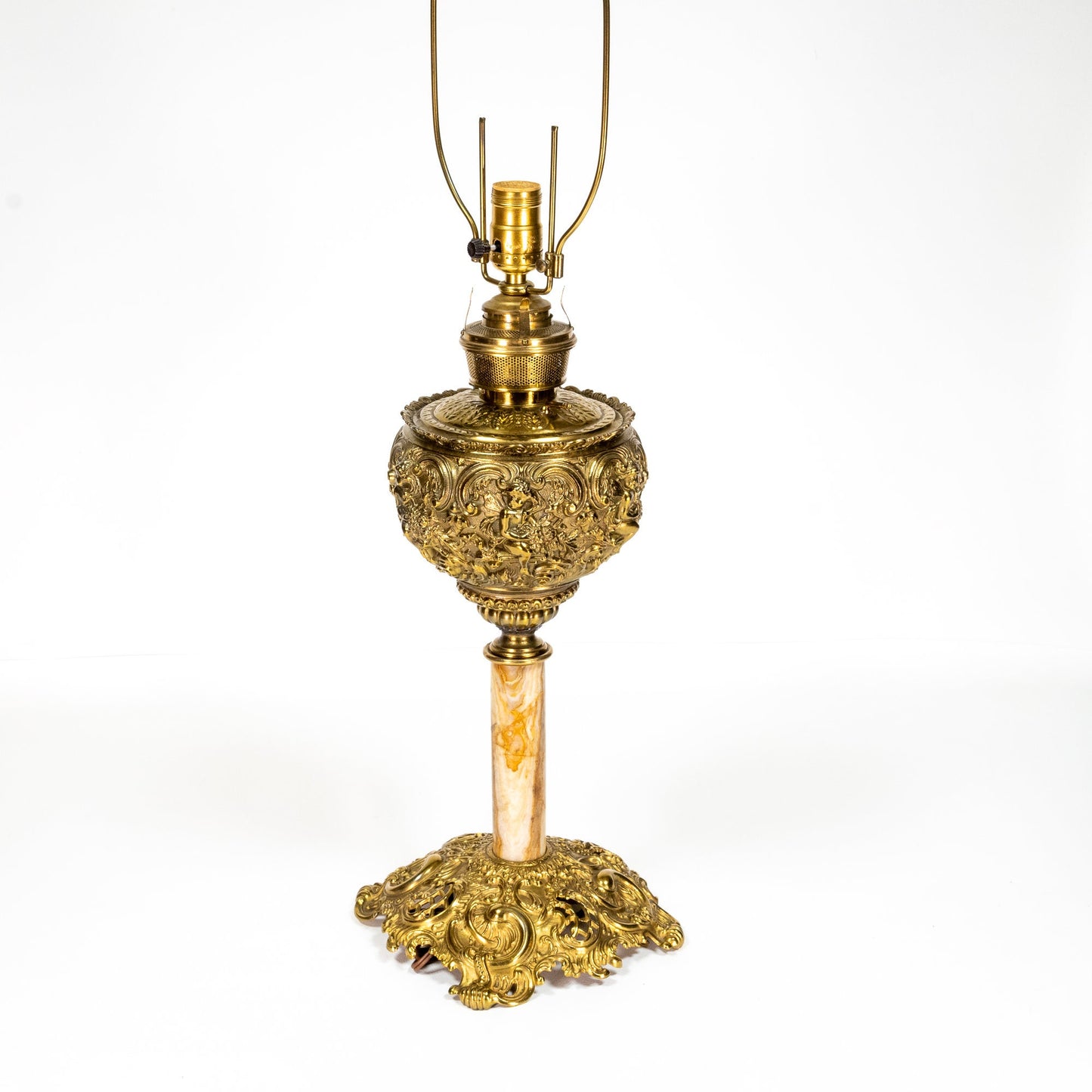 1960s Vintage Converted Brass & Marble Oil Lantern Table Lamp Lantern - Free Shipping- Intricate and Elegant Victorian Design!