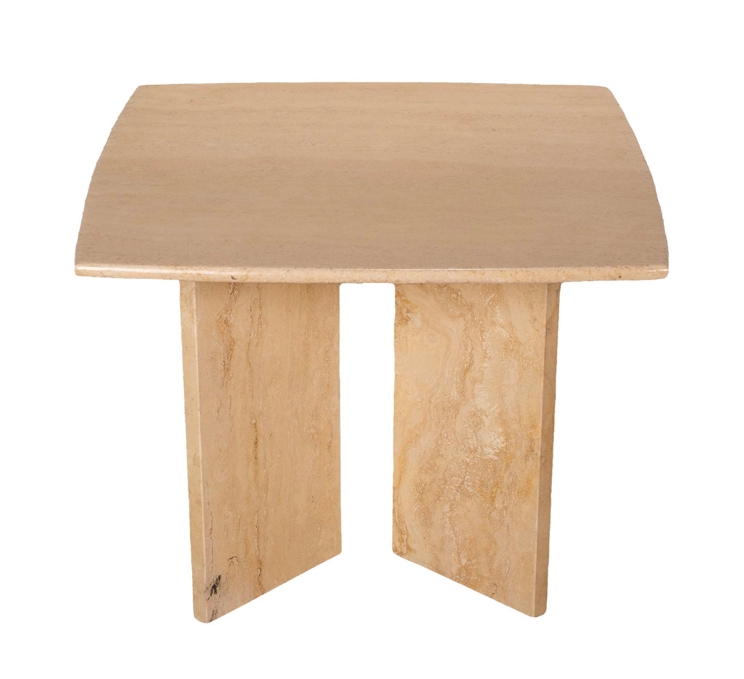 1980s Italian Travertine Postmodern Freeform Coffee Table | Mid-Century Coffee Side Table | Small Side Travertine Table for Small Spaces