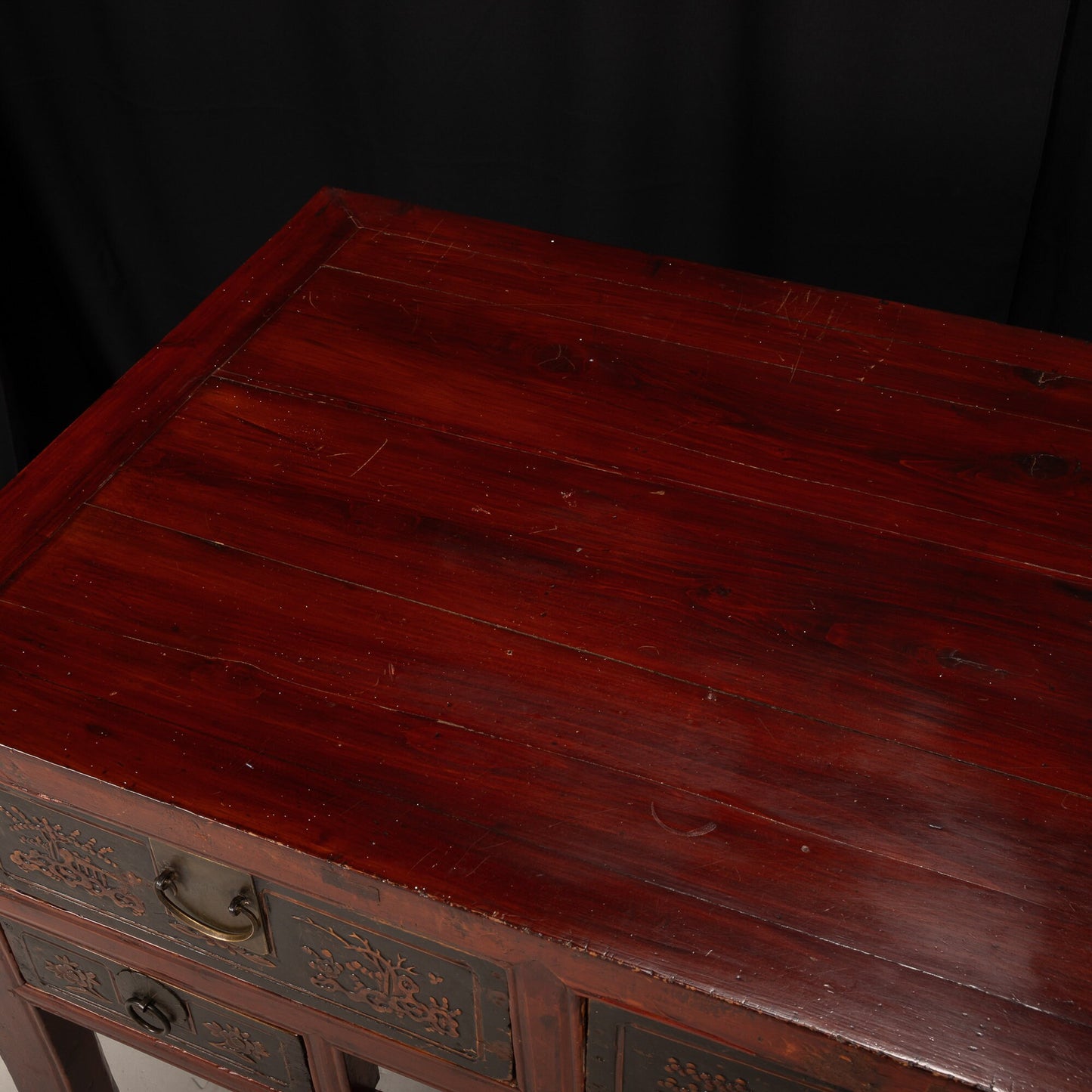 19th Century Chinese Antique Carved Red Lacquered Zhejiang Writing Desk - 150+ years old , Survivor!