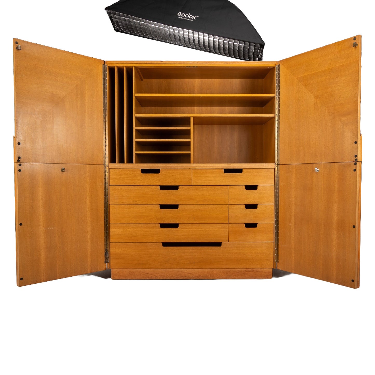 1950s T.H. Robsjohn-Gibbings for Widdicomb Wardrobe Cabinet in Bleached Mahogany - Monumental Statement Piece - MCM