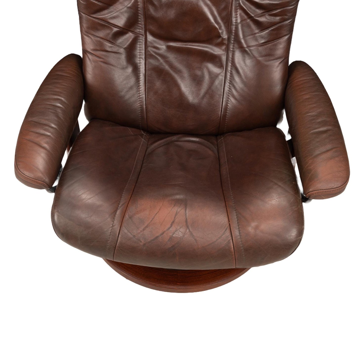 Ekornes Stressless Large Leather Swivel Recliner Chair Wing Model Brown - Made in Norway - Scandinavian Modern Design MCM