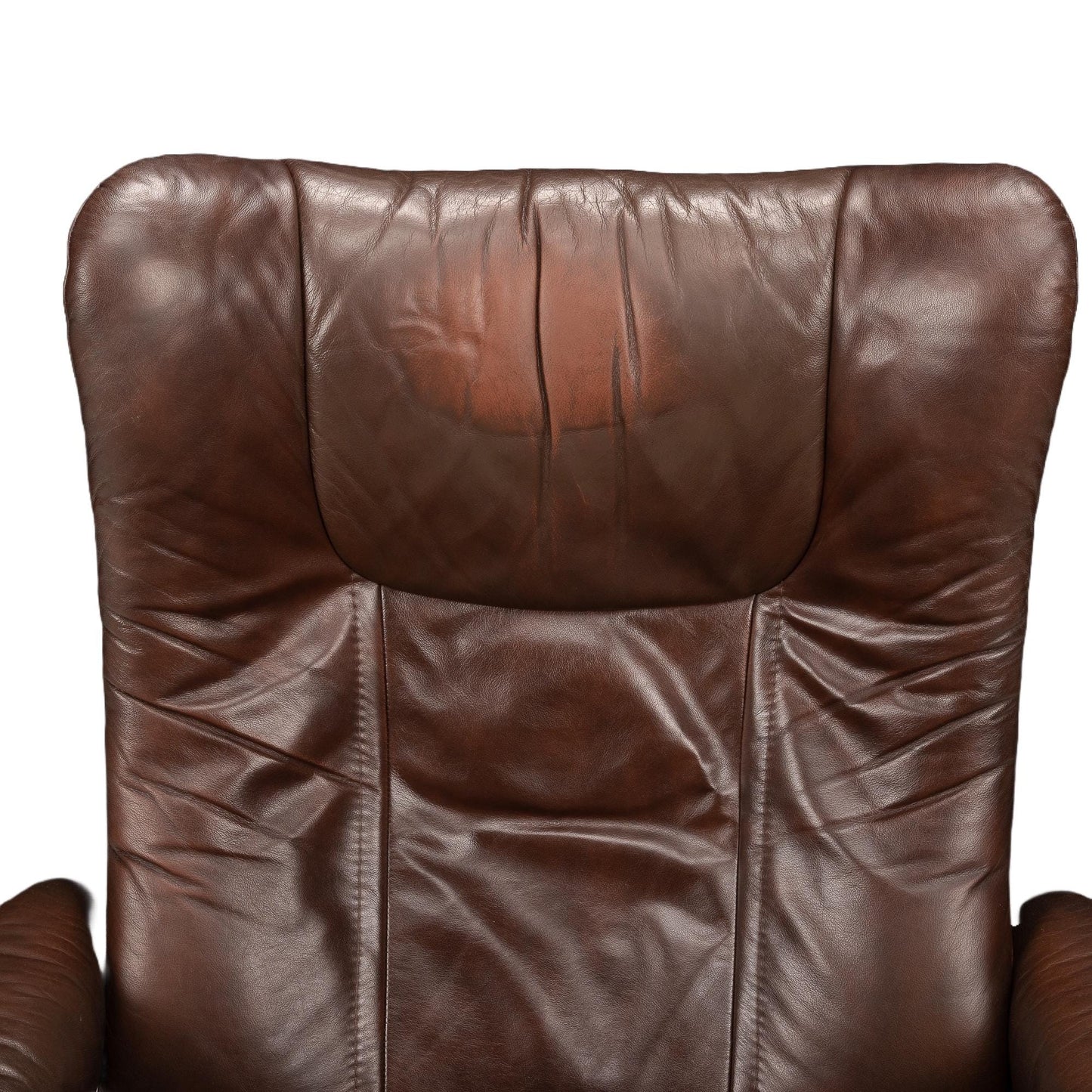 Ekornes Stressless Large Leather Swivel Recliner Chair Wing Model Brown - Made in Norway - Scandinavian Modern Design MCM