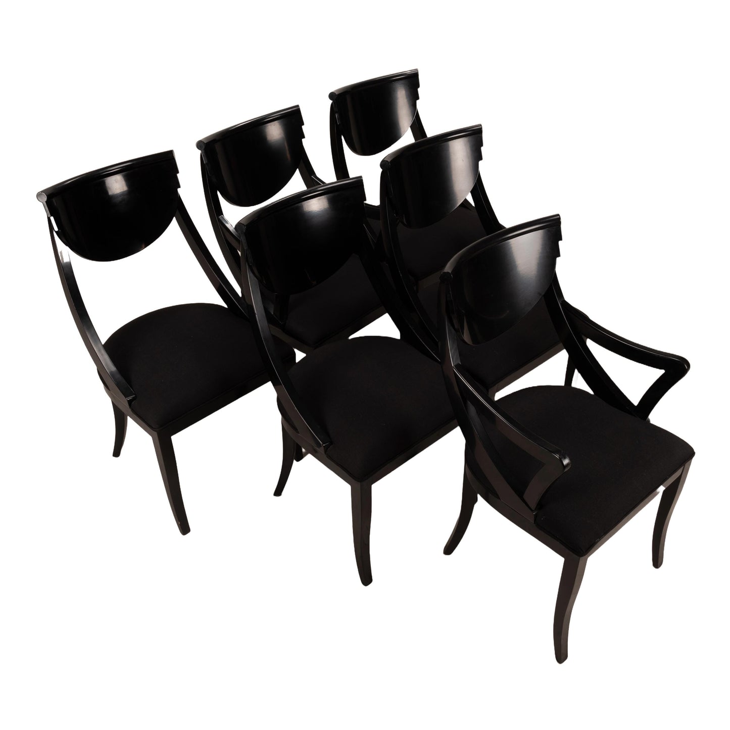 Set of 6 Sculptural Dining Chairs by Pietro Constantini for Ello Furniture - Black - Made in Italy - Postmodern- USA Shipping Available