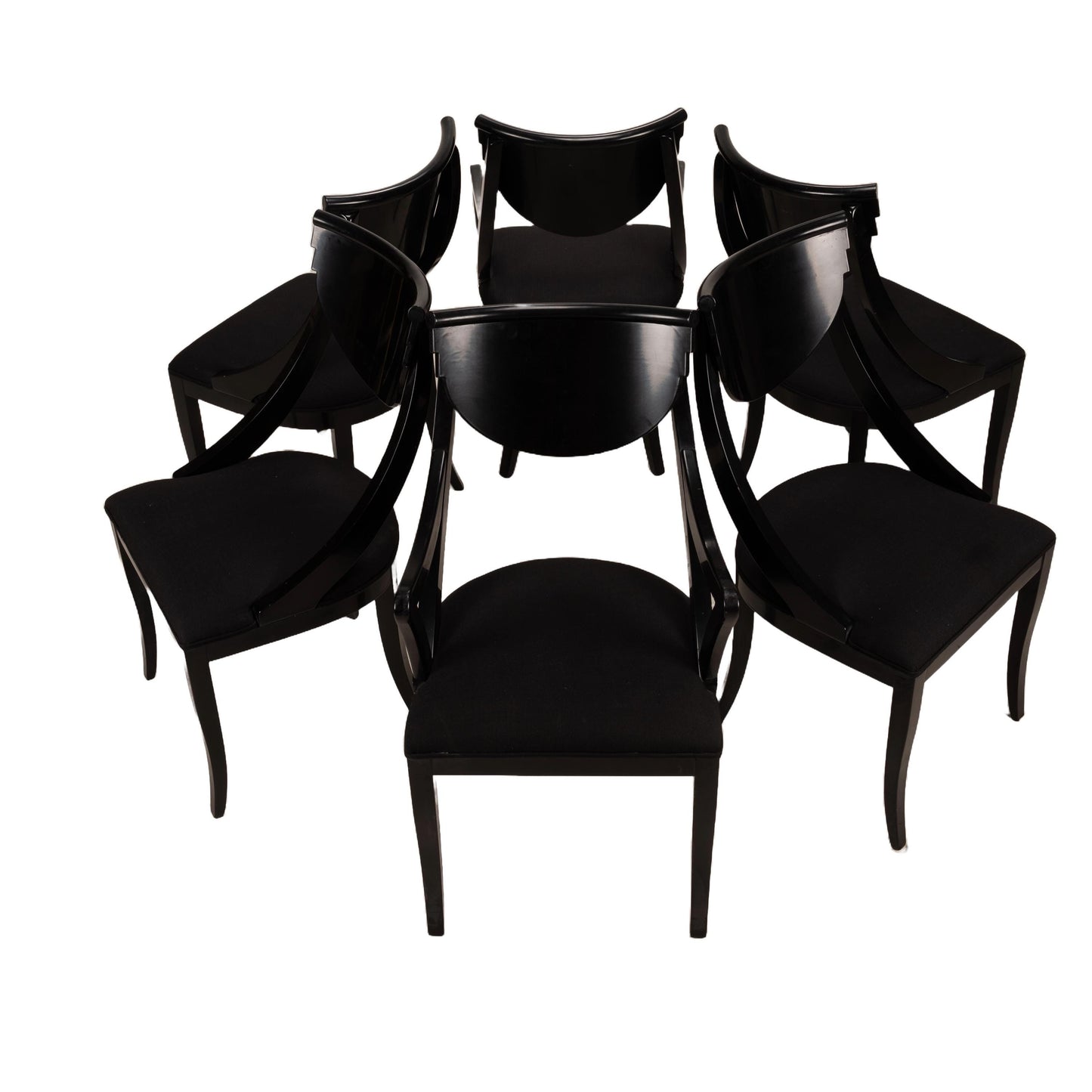 Set of 6 Sculptural Dining Chairs by Pietro Constantini for Ello Furniture - Black - Made in Italy - Postmodern- USA Shipping Available