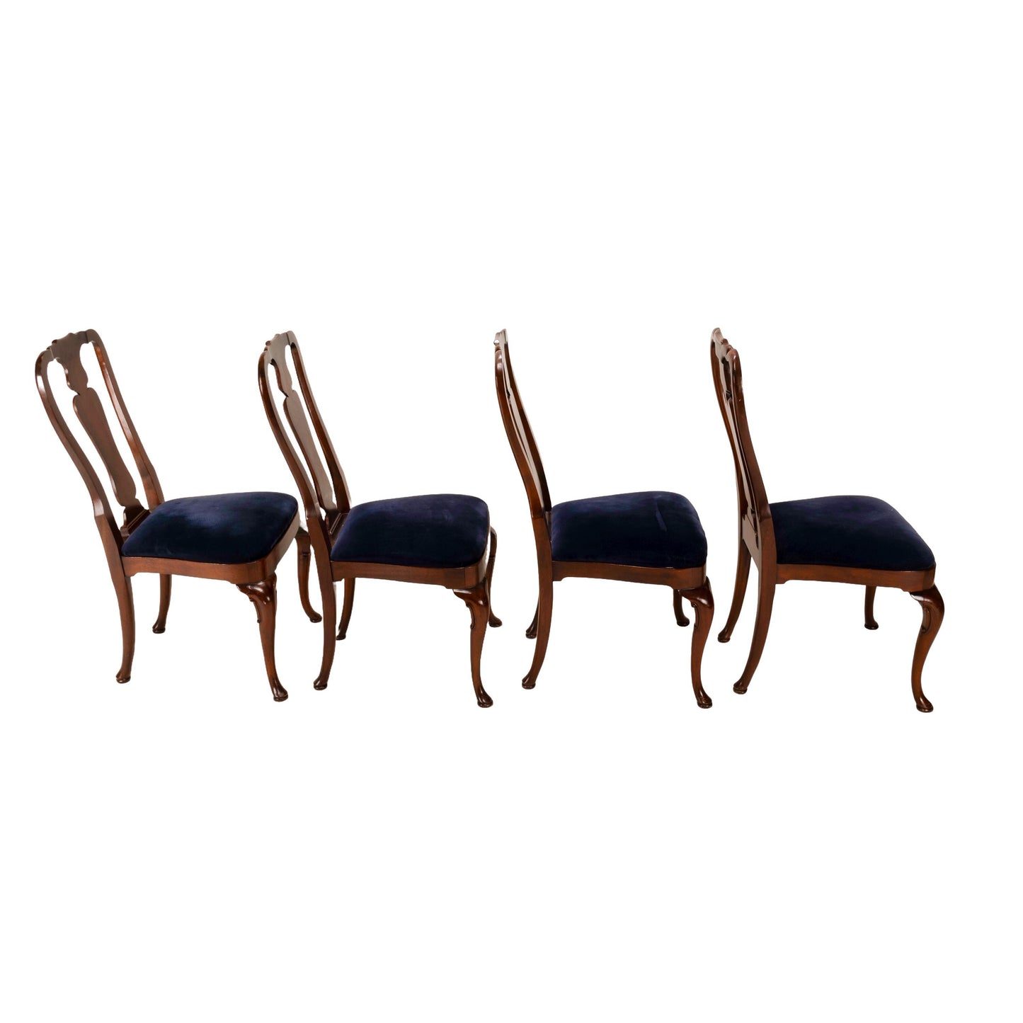 Kindel Furniture Oxford Queen Anne Carved Mahogany Dining Chairs - Set of Four , Elegant Styling, Solid Wood, USA Shipping Available