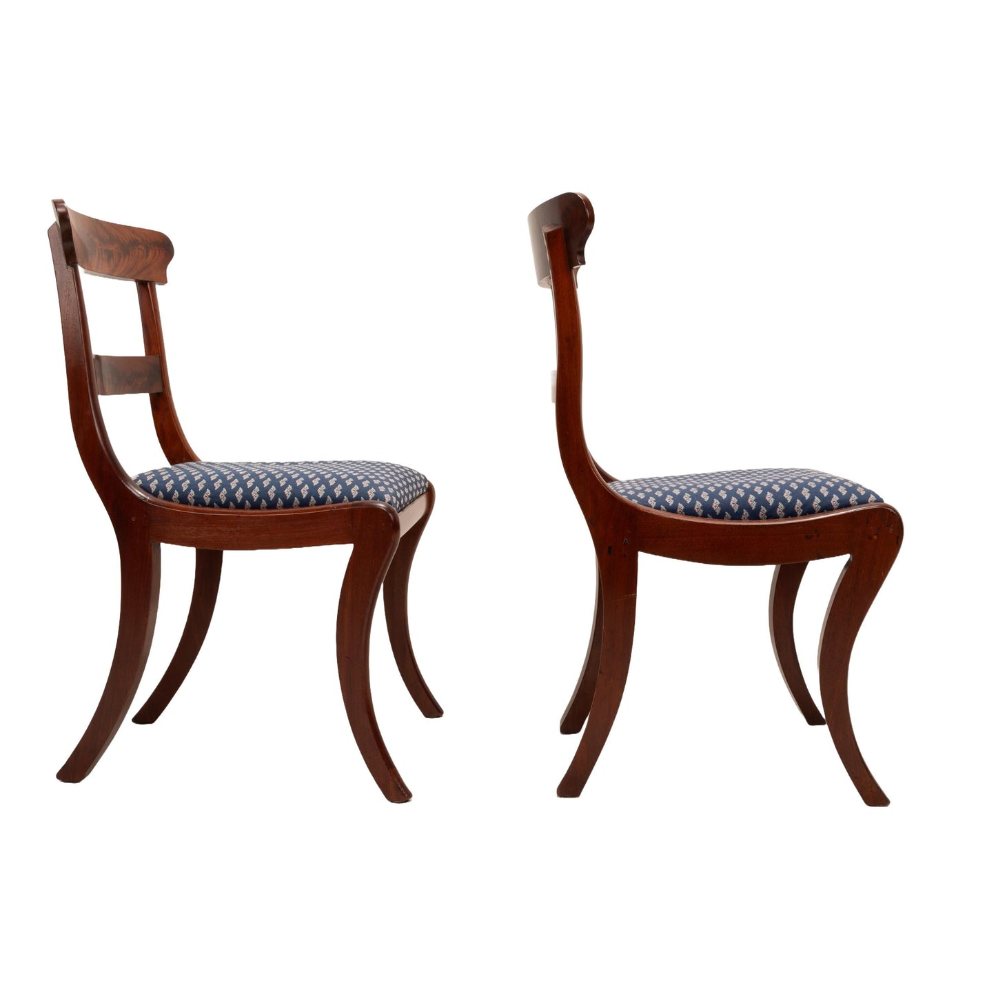 Early 19th Century Antique Federal Flame Mahogany Dining Chairs - a Pair , Early 1800s Craftsmanship, Gorgeous Details