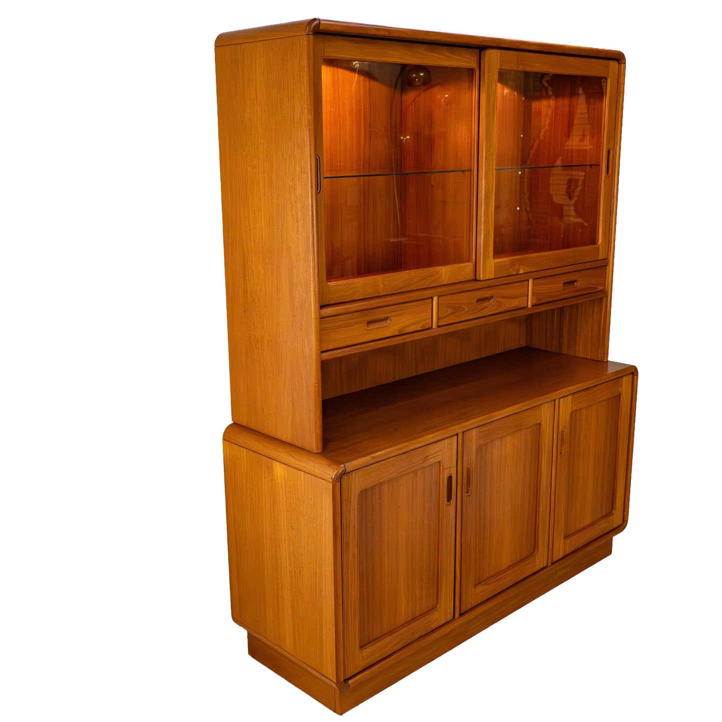 Sun Cabinet Teak Hutch Display Cabinet Credenza Mid Century Modern Lighted