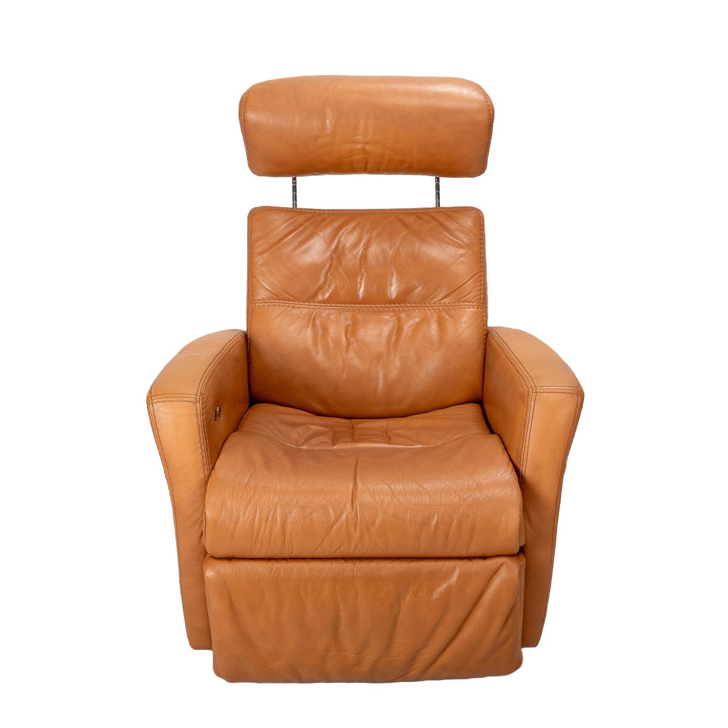 Img of Norway Divani Large Power Leather Recliner in Warm Tan - Large Size, Living Room Furniture, Lounge Chair, Extremely Comfortable!