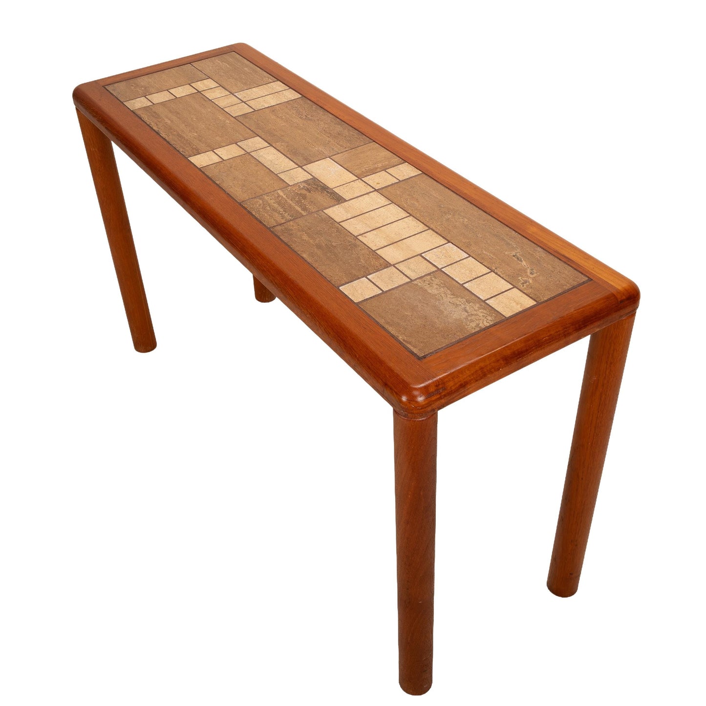 1970s Haslev Teak Console Table With Ceramic Tile Top - Made in Denmark