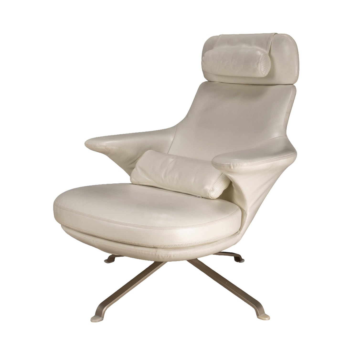 B&b Italia Radar Lounge Chair by James Irvine White Leather Swivel Lounger Italy