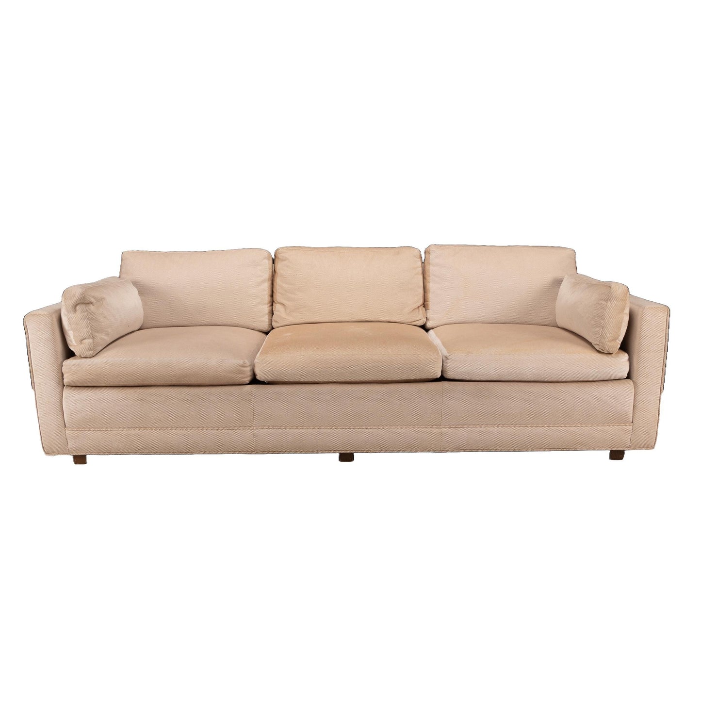 Vintage 1970s Long Parson Sofa by Baker – Duck Feather Down Cushions, Upholstered Couch for Reupholstery, MCM Designer Seating