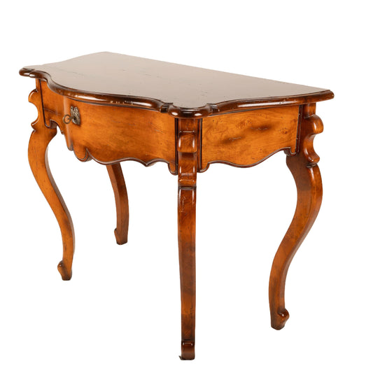 Baker Furniture Milling Road Console Table – Italian Provincial Solid Maple Entry Table – Vintage Carved Hall Table w/ Lock & Key