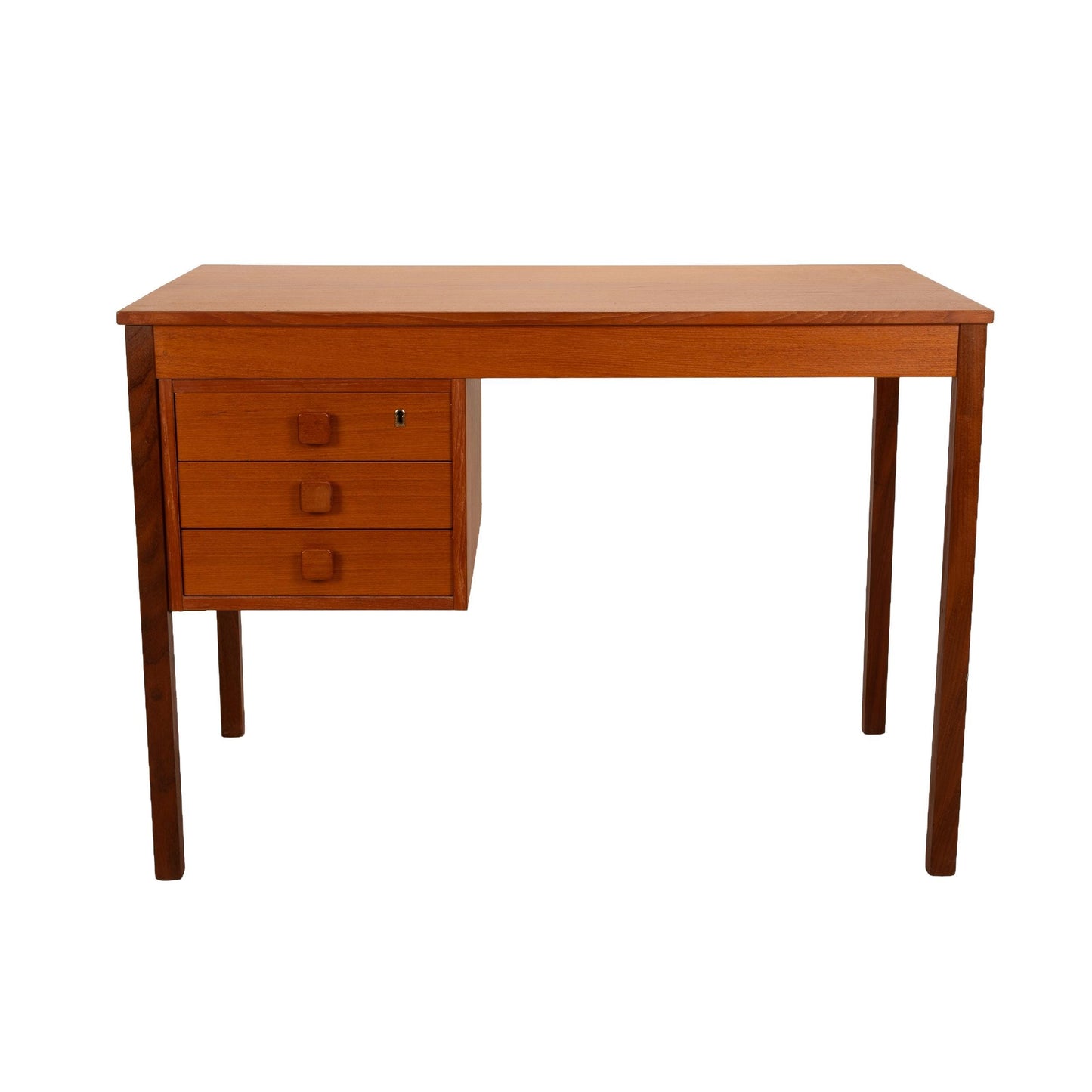 Mid-Century Danish Modern Teak Desk by Domino Møbler – 3-Drawer Design