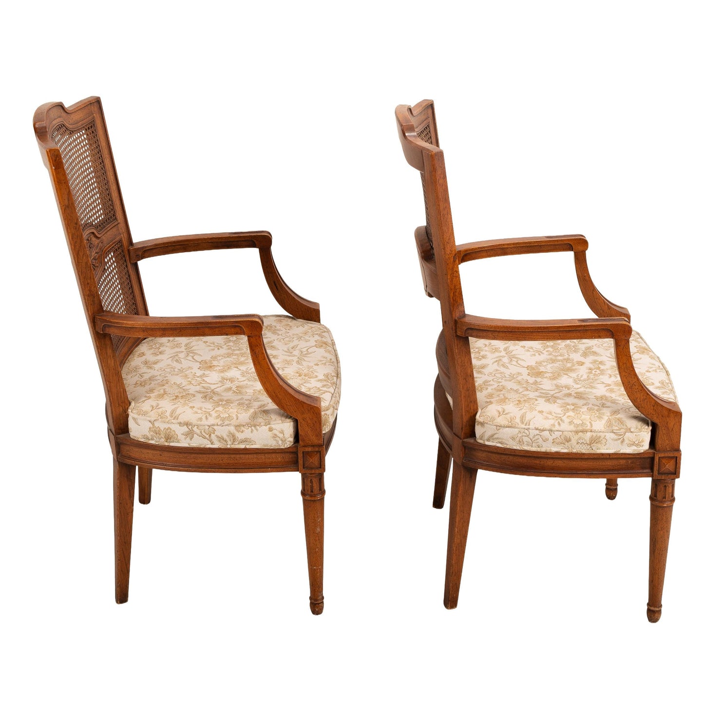 French Regency Louis XVI Caned Back Carved Side Chairs – Pair, Antique Neoclassical Dining Chairs, Elegant Vintage Seating