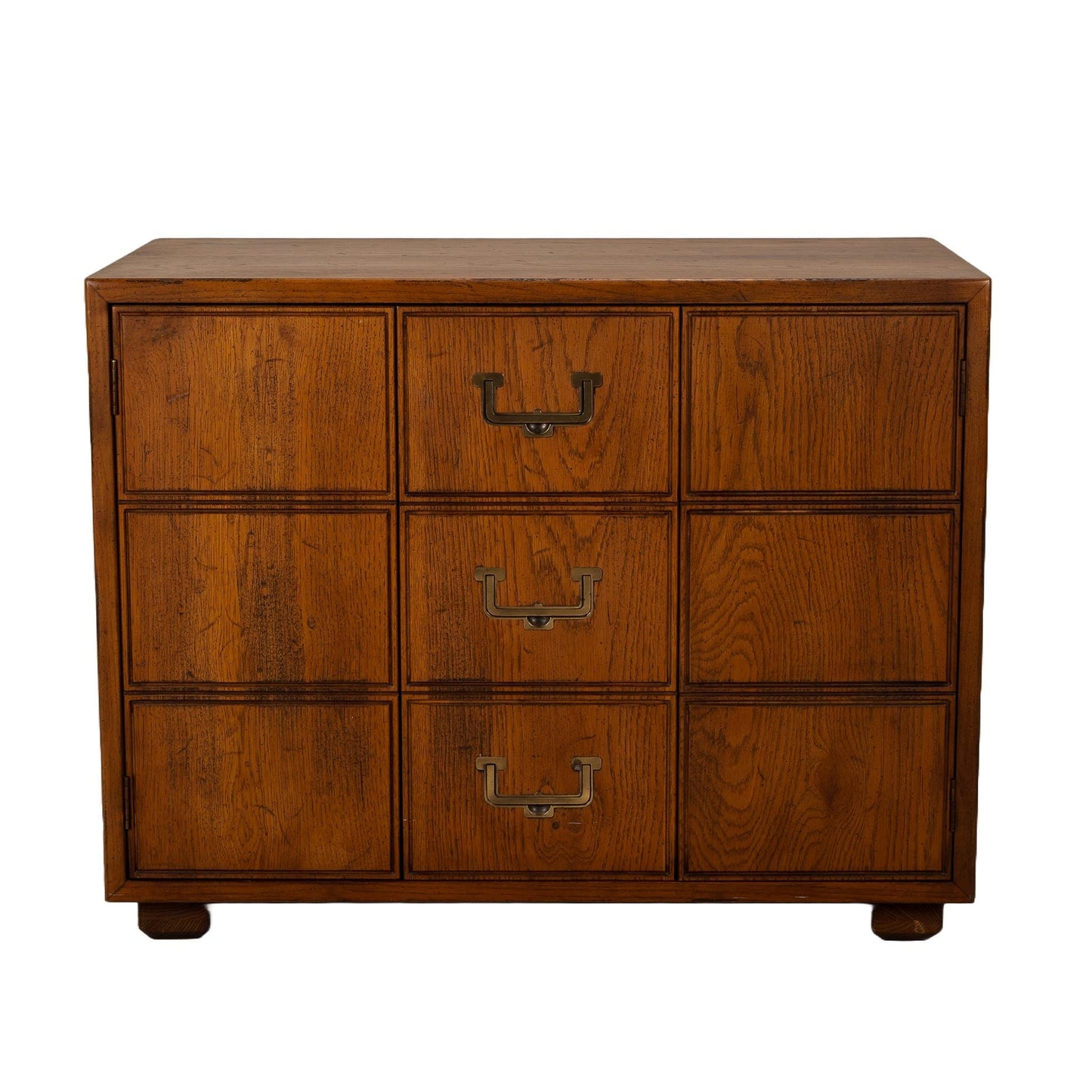 Henredon Artefacts Campaign Style Cabinet Low Chest , Classic Brass Handles, Timeless Style, USA Shipping Available