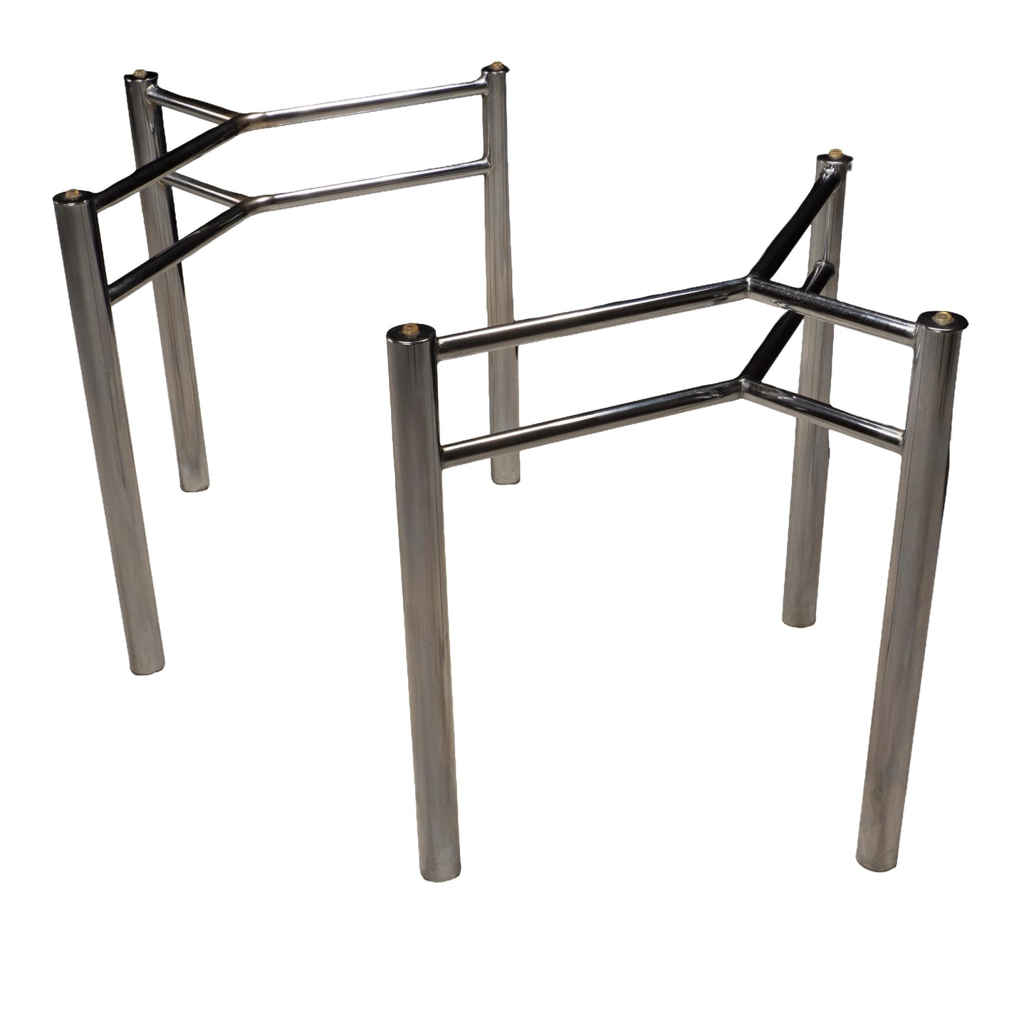 Modernist Chrome Glass Dining Table Bases, Set of 2 – Architectural 1970s Style