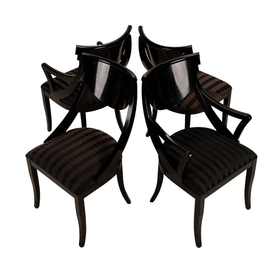 Set of 4 Sculptural Dining Chairs by Pietro Constantini for Ello Furniture - Black - Made in Italy - Postmodern- USA Shipping Available